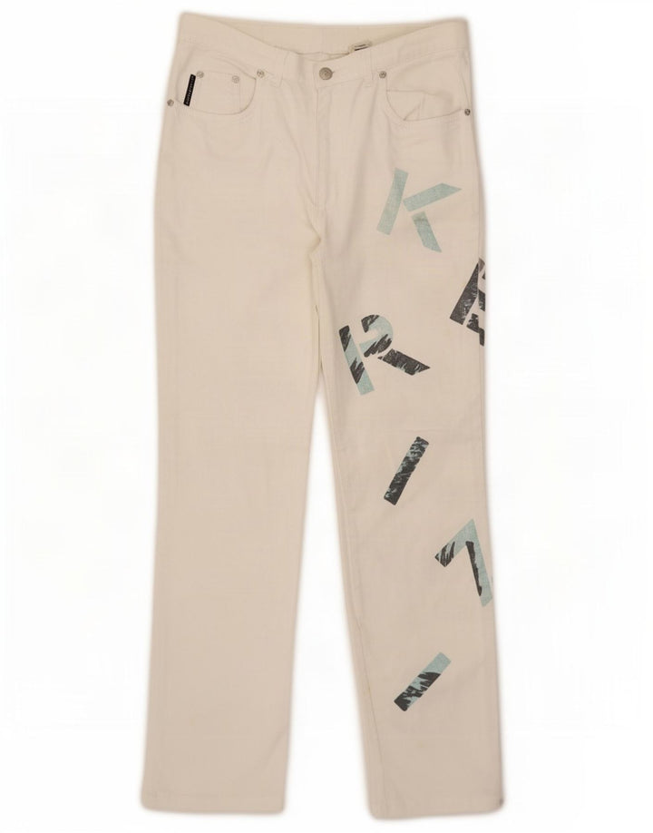 Krizia Jean Droit Graphique W30 L29 Femme Blanc