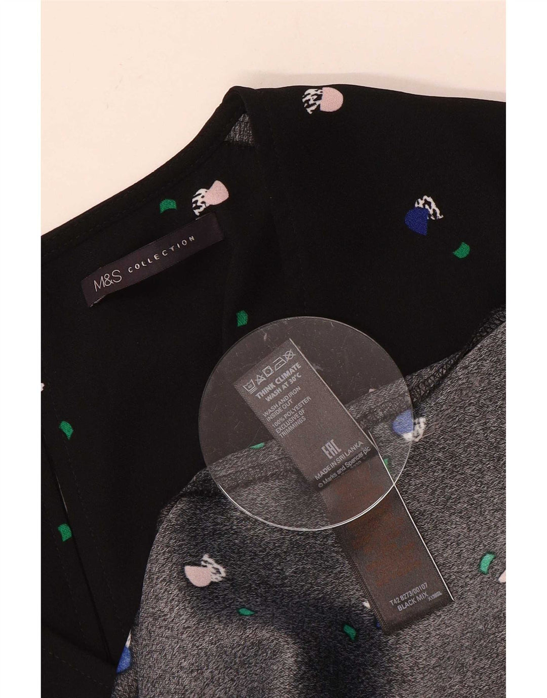 Marks & Spencer Robe trapèze à motif abstrait pour femme UK 12 Noir moyen