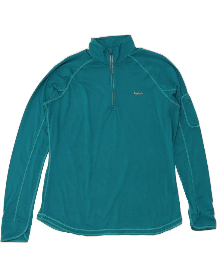 REEBOK Womens Zip Neck Pullover Tracksuit Top UK 16 Large Turquoise Vintage Reebok and Second-Hand Reebok from Messina Hembry 