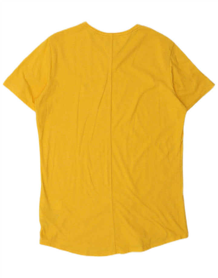 TOMMY HILFIGER T-Shirt Femme Top UK 14 Coton Jaune Moyen