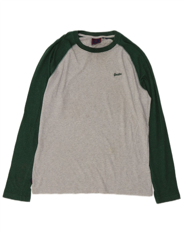SUPERDRY Haut à Manches Longues Homme Gris Moyen Colourblock Coton