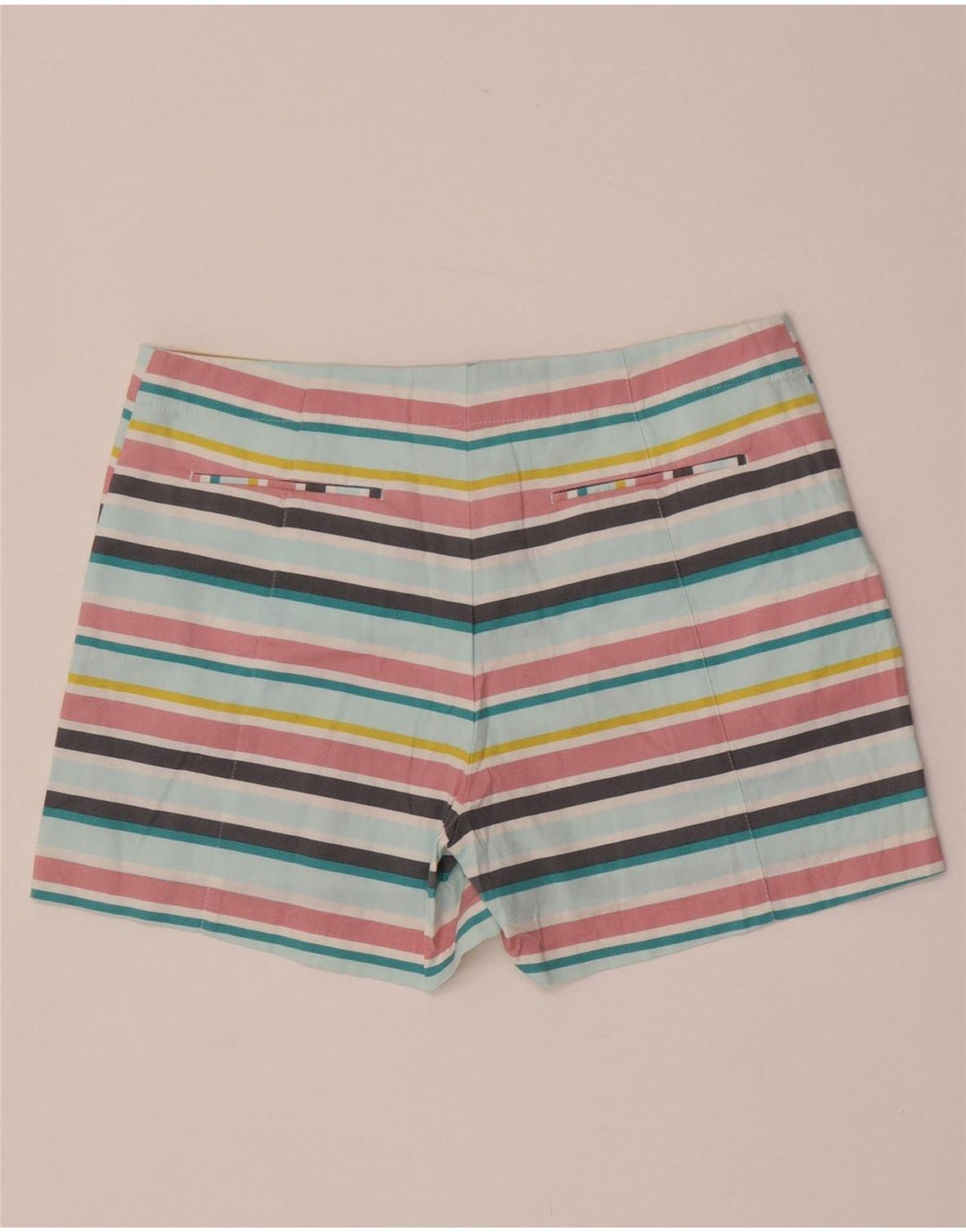 OASIS Short Chino Femme UK 12 Moyen W32 Coton Rayé Multicolore