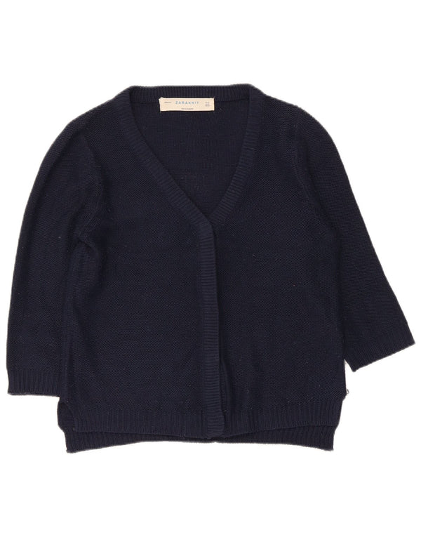 Zara Cardigan à manches 3/4 pour femme UK 12 Bleu marine moyen Acrylique