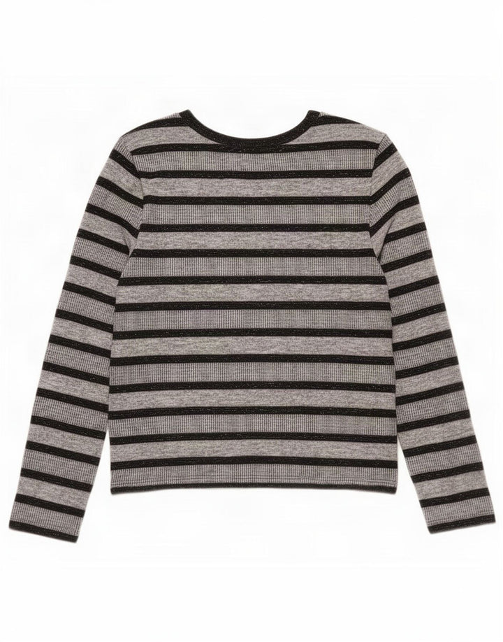 Marks & Spencer Haut à manches longues pour femme UK 42 Polyester rayé gris moyen