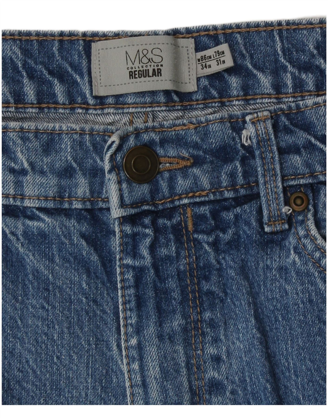 Marks & Spencer Jean droit régulier pour homme W34 L31 bleu coton