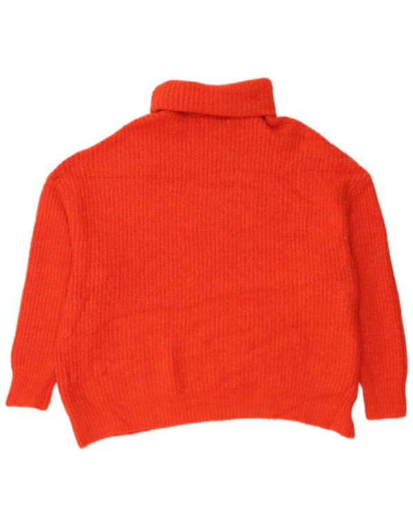Zara Pull surdimensionné à col roulé pour femme UK 16 Large Orange Acrylique