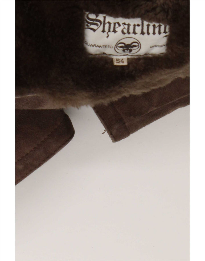 veste en peau de mouton homme vintage IT 54 2XL peau de mouton marron