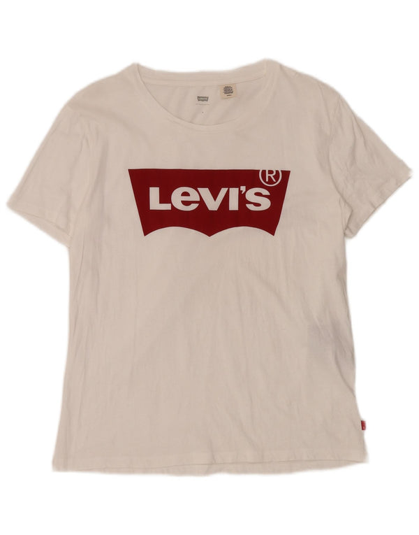 Levi's T-Shirt Graphique Femme UK 10 Petit Blanc Coton