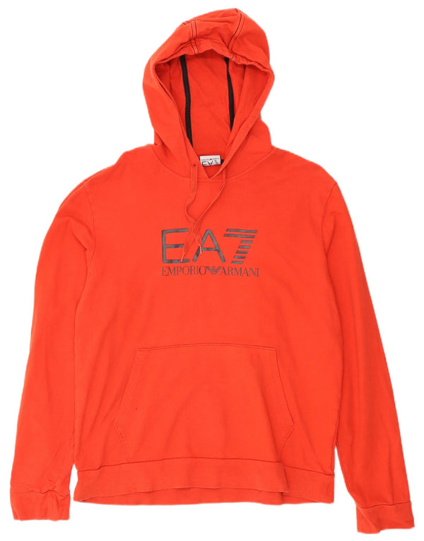 Emporio Armani Pull à capuche graphique pour homme XL Orange Coton