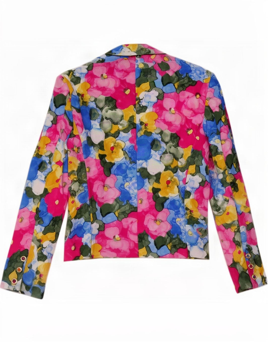 vintage Femme 1 Bouton Blazer Veste IT 46 Grande Soie Florale Multicolore