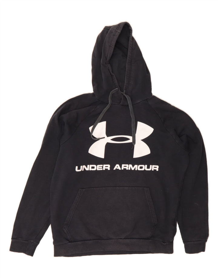 UNDER ARMOUR Mens Graphic Hoodie Jumper Medium Black Vintage Under Armour and Second-Hand Under Armour from Messina Hembry 