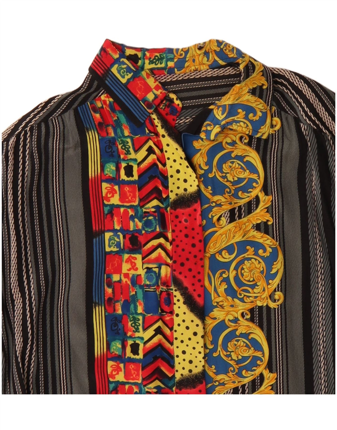 vintage Femme Chemise Blouse UK 14 Grand Gris Paisley