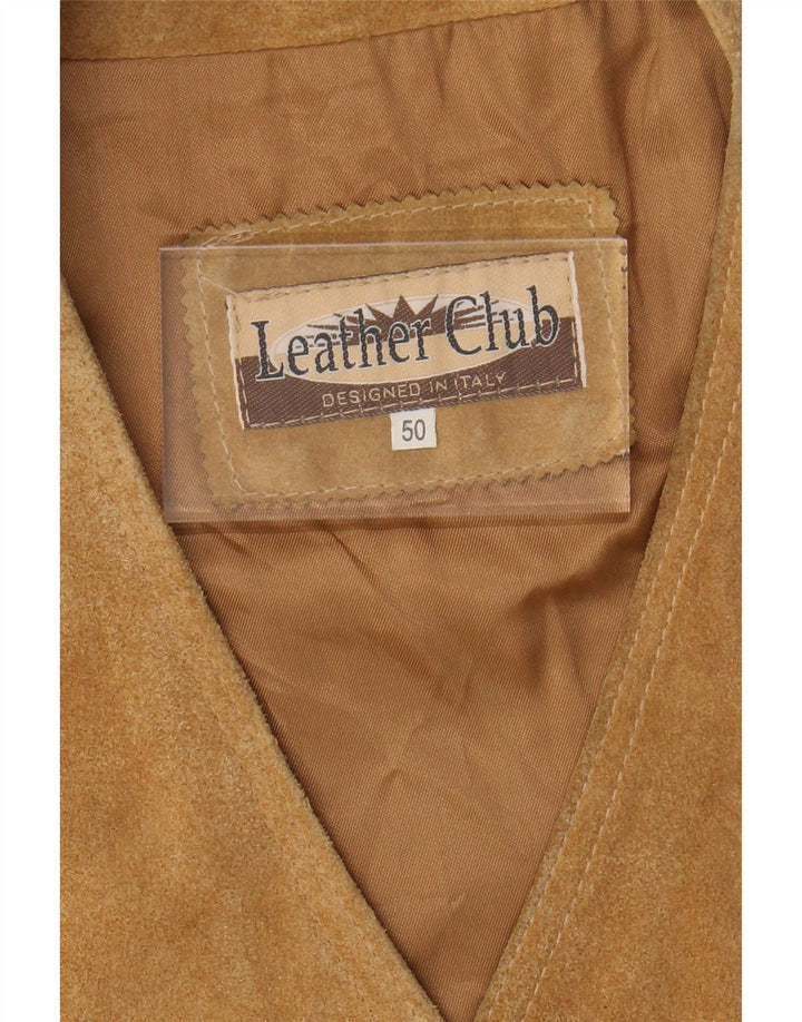 VINTAGE Gilet en Daim Homme IT 50 Cuir Beige Moyen