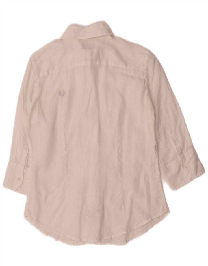 Fred Perry Chemise à manches 3/4 pour femme UK 10 Petit lin blanc