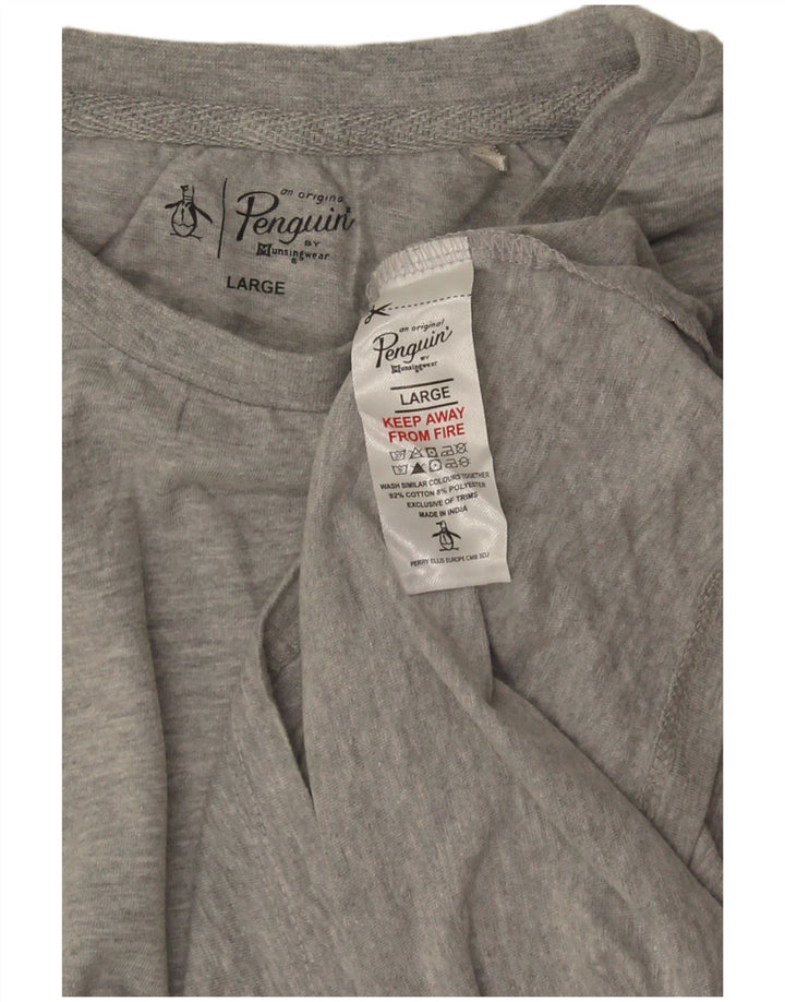 Penguin T-Shirt Homme Top Large Gris Moucheté Coton