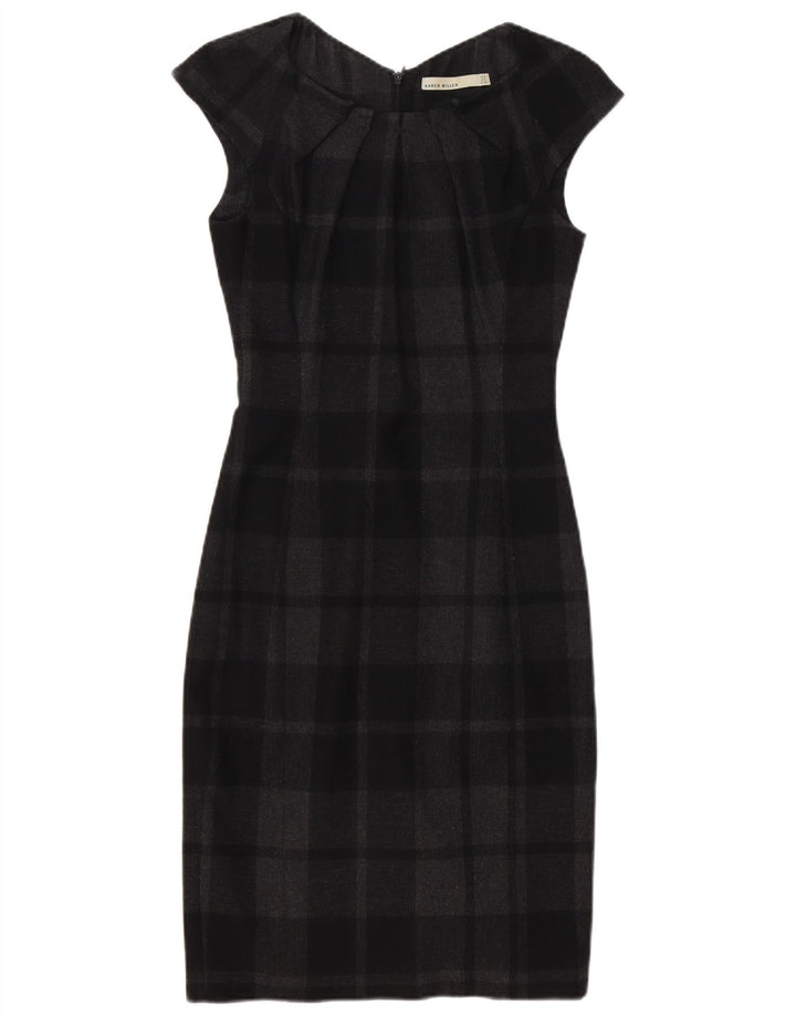 Karen Millen Robe fourreau pour femme UK 8 Petit carreaux noirs en polyester