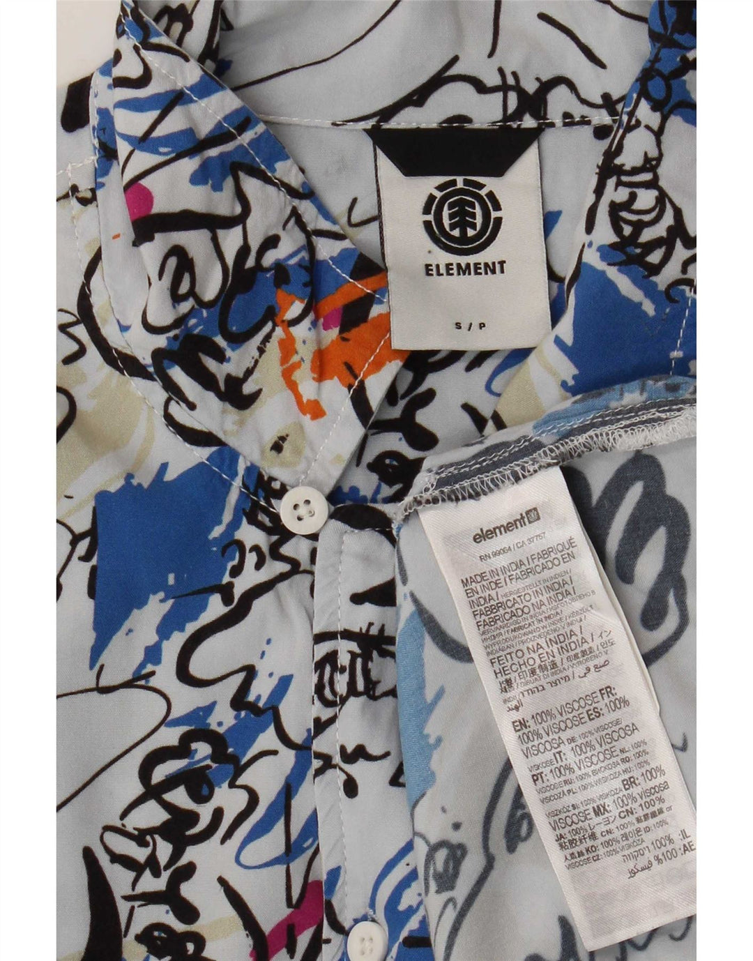 Element Chemise à Manches Courtes Homme Motif Abstrait Petit Bleu Viscose