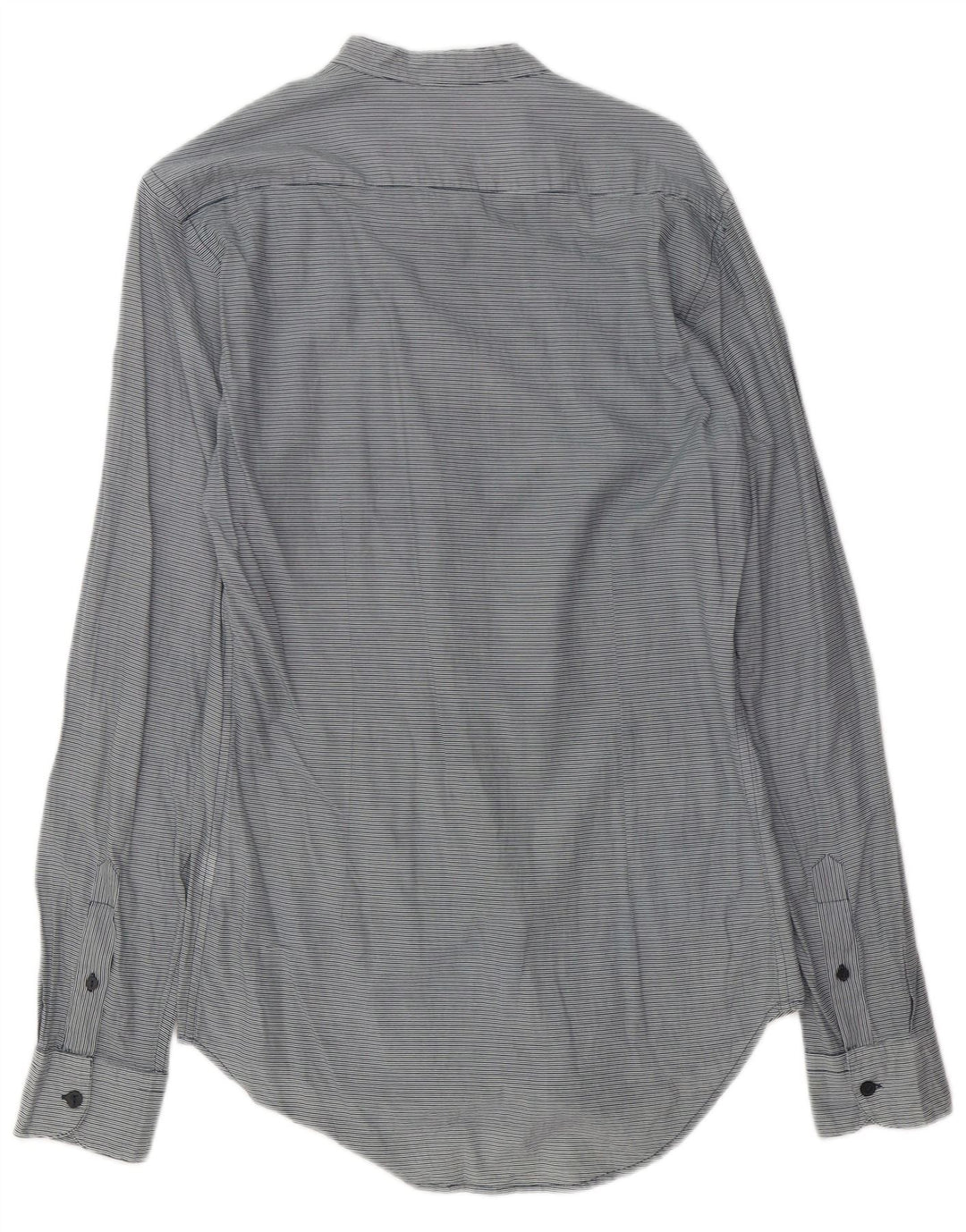 Zara Chemise Slim Fit Homme Gris Moyen En Coton À Fines Rayures