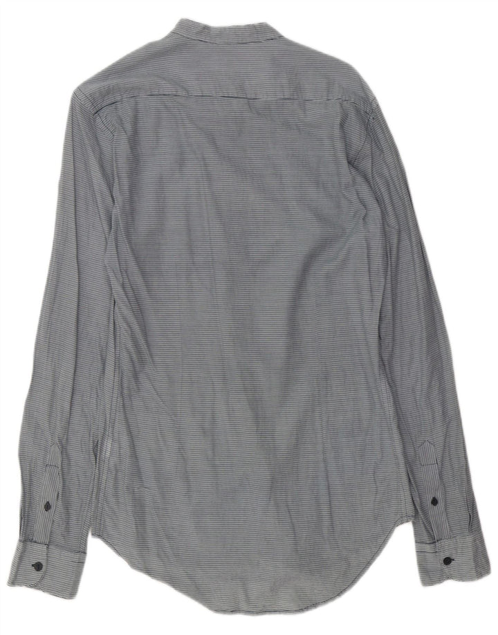 Zara Chemise Slim Fit Homme Gris Moyen En Coton À Fines Rayures