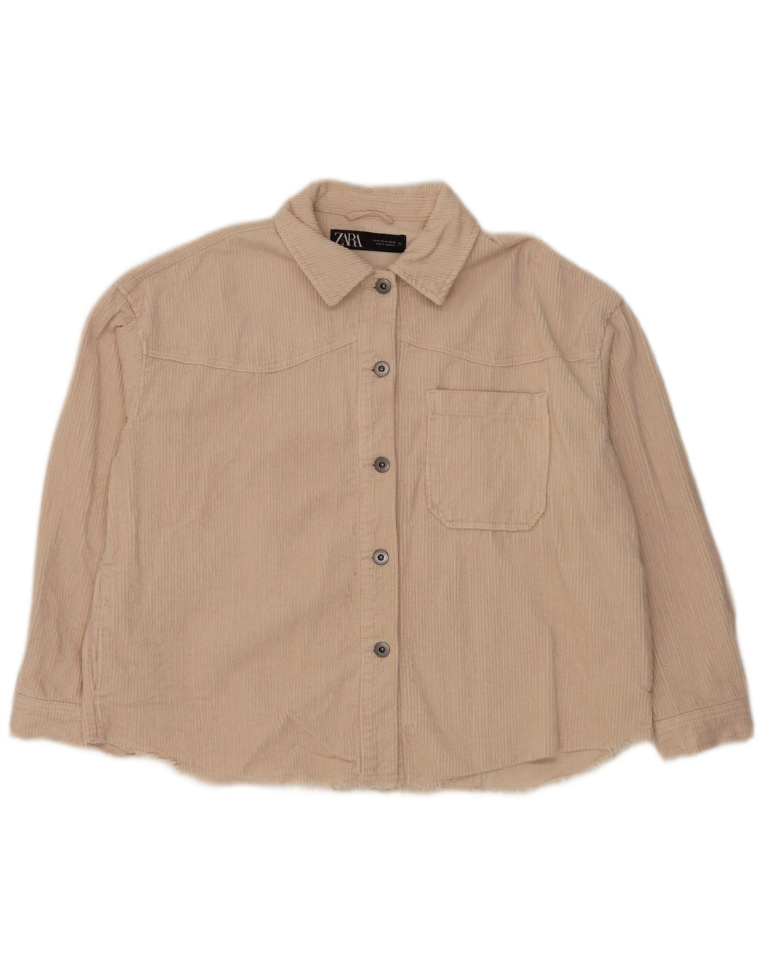 ZARA Chemise surdimensionnée en velours côtelé pour femme UK 14 Medium Off White Cotton