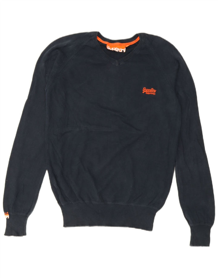 Superdry Pull col V pour homme en coton bleu marine Petit