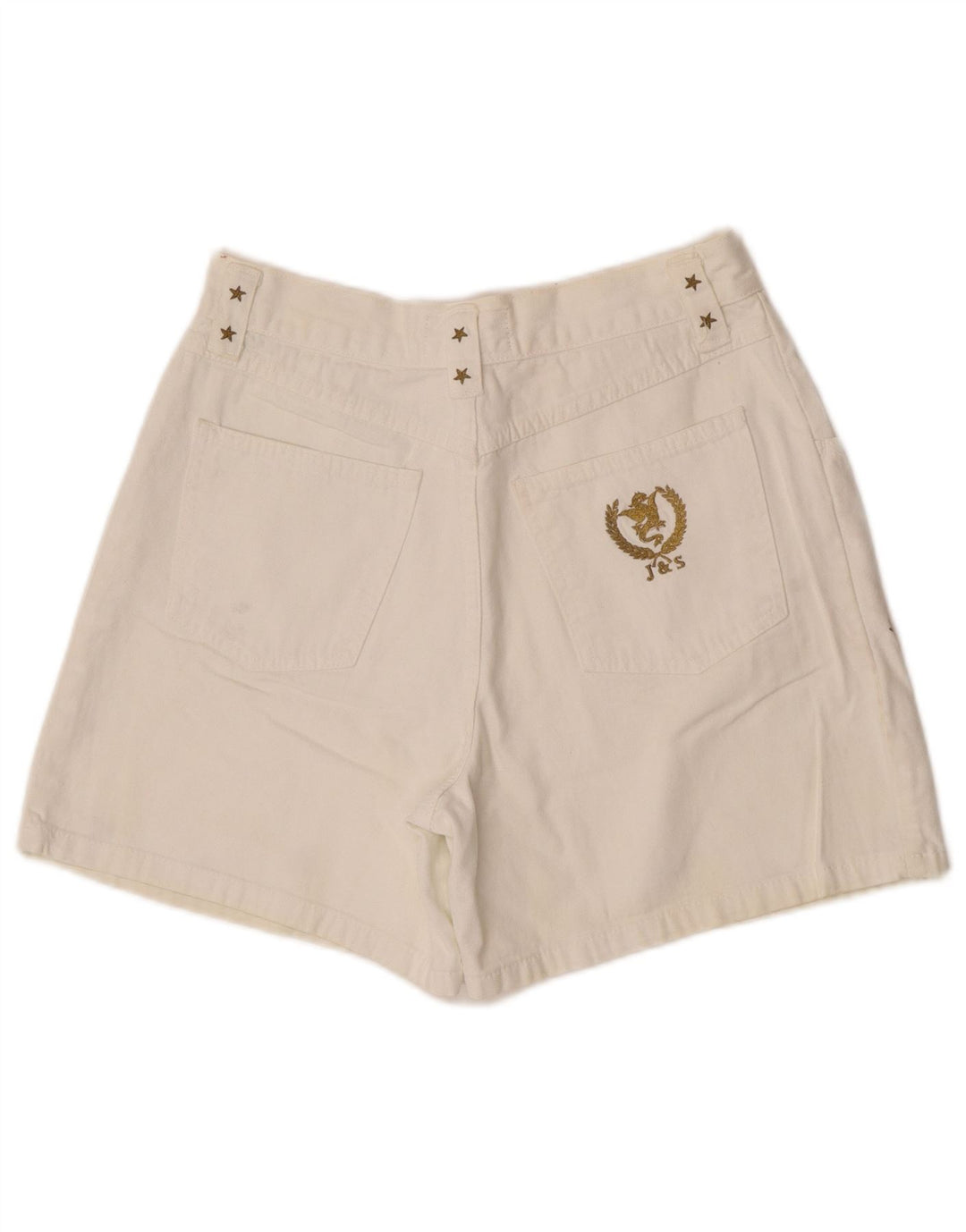 short en denim femme vintage IT 42 Medium W30 Coton géométrique blanc