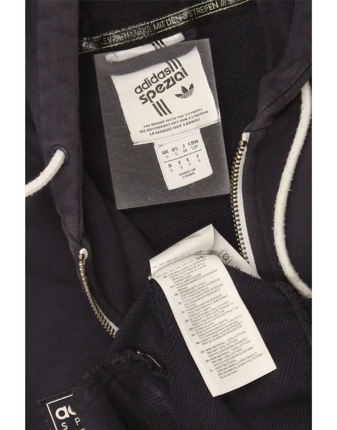 ADIDAS Pull à capuche zippé pour homme Petit coton bleu marine