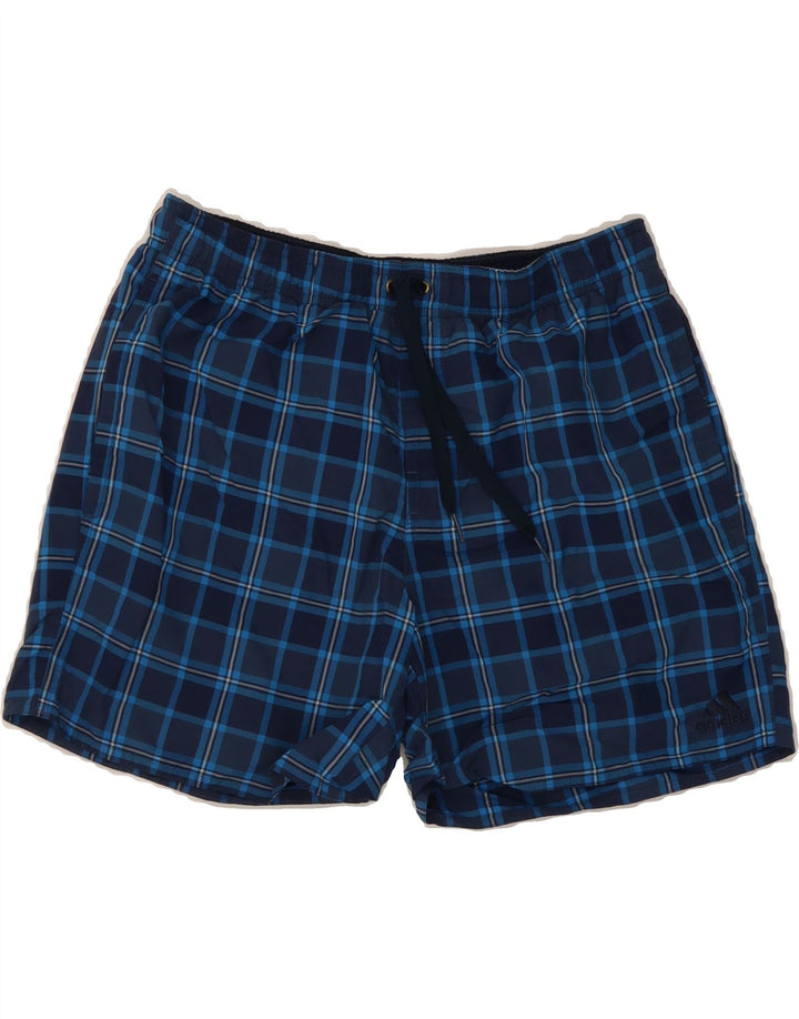 ADIDAS Mens Sport Shorts Medium  Blue Check Polyester Vintage Adidas and Second-Hand Adidas from Messina Hembry 