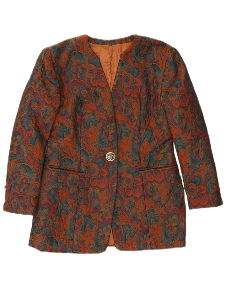 vintage Femmes 1 Bouton Blazer Veste UK 10 Petit Floral Multicolore