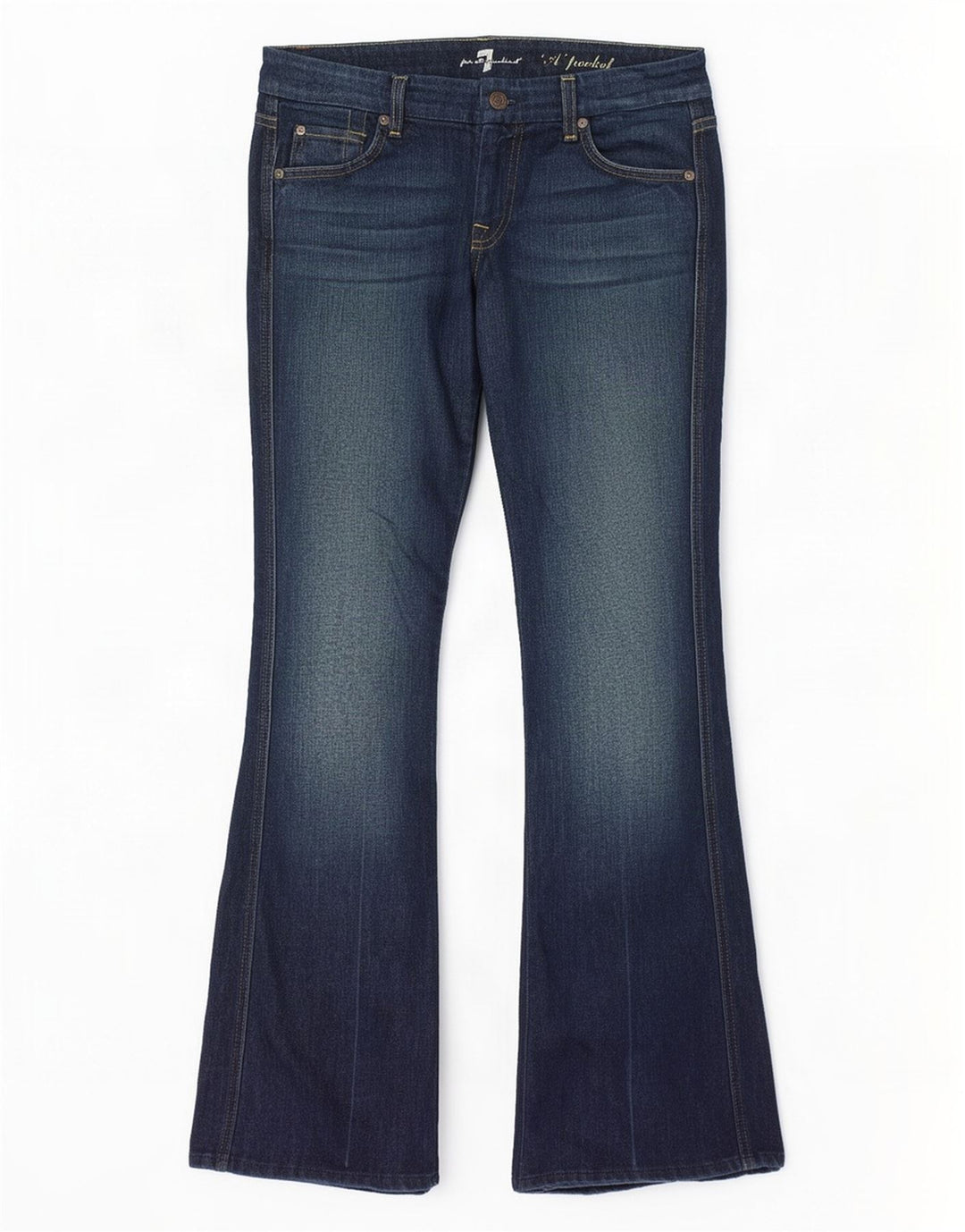 7 For All Mankind Jean Bootcut Femme W30 L32 Bleu Marine Coton