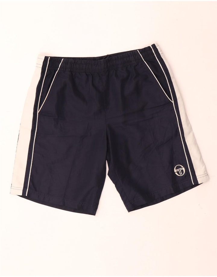 Sergio Tacchini Short de sport pour homme en polyester color block bleu marine moyen