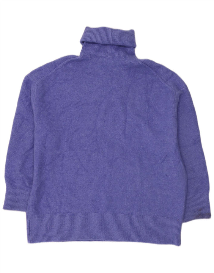 Zara Pull surdimensionné à col roulé pour femme UK 14 Acrylique bleu moyen