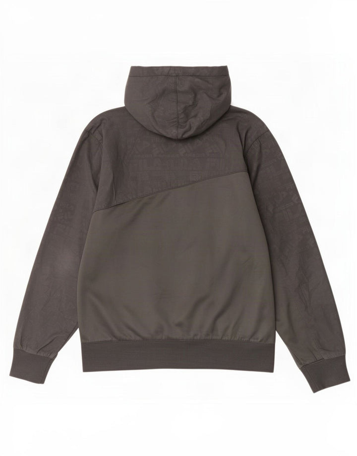 Fila Veste de survêtement à capuche graphique pour hommes, petit gris