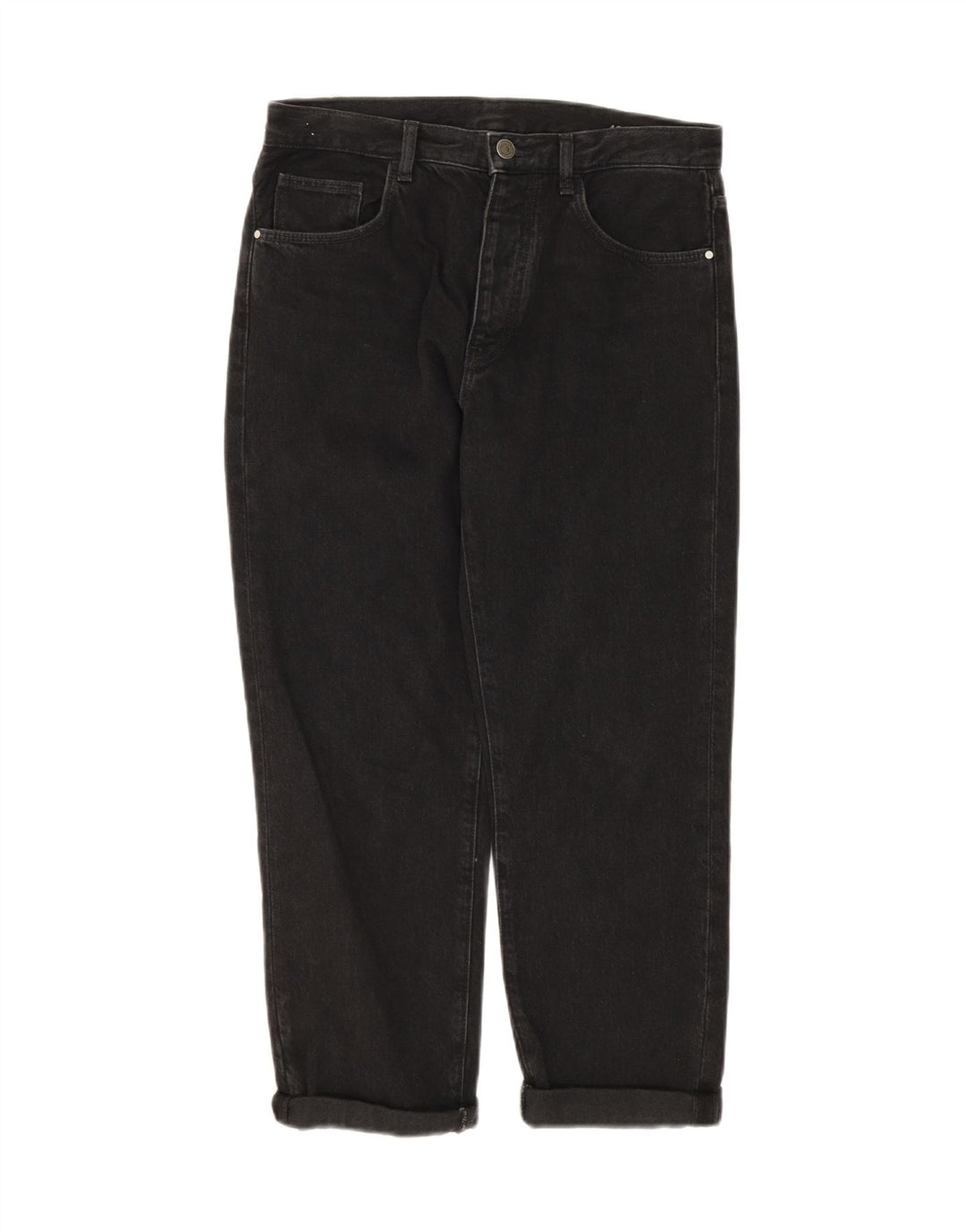 MASSIMO DUTTI Womens High Waist Cropped Jeans EU 40 Medium W30 L25 Black Vintage Massimo Dutti and Second-Hand Massimo Dutti from Messina Hembry 