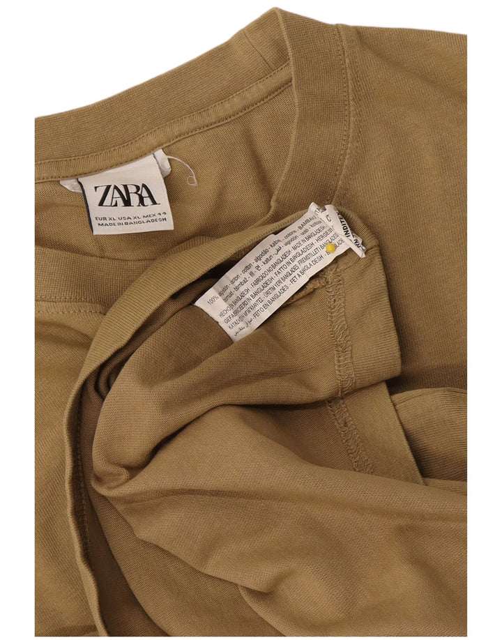 Zara Homme Top Manches Longues XL Coton Beige