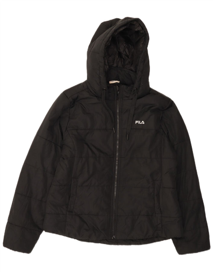 Fila Veste matelassée à capuche pour femme UK 12 Medium Noir Polyester