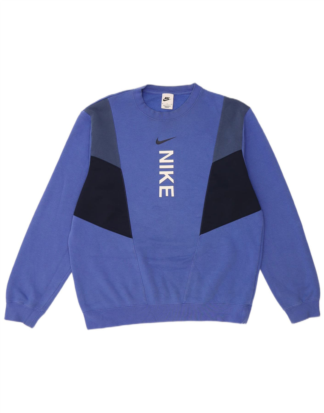 Nike Sweat-shirt graphique en coton color block bleu moyen pour homme
