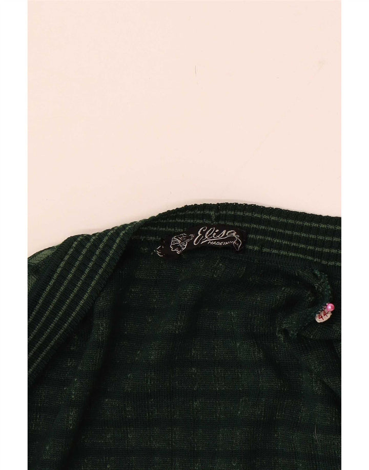 vintage Femme Cardigan Ouvert Pull IT 44 Medium Green Check