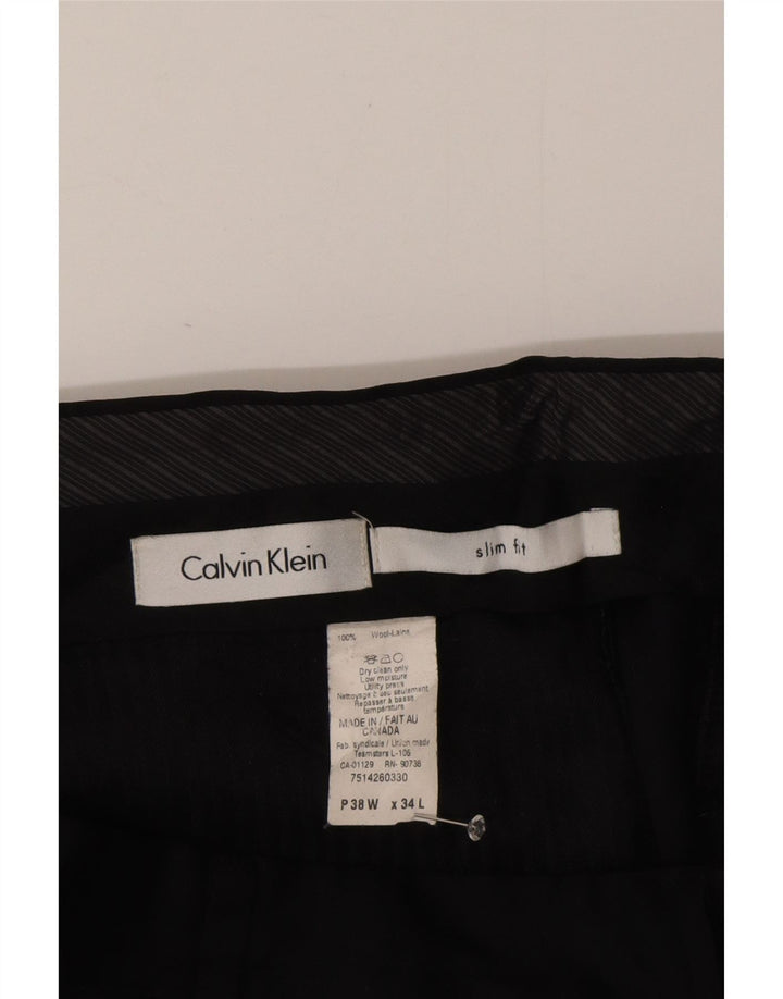 Calvin Klein Pantalon de costume slim pour homme W38 L34 Laine noire