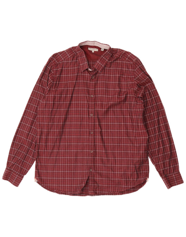 Ted Baker Chemise Homme Taille 7 3XL Marron Check Coton