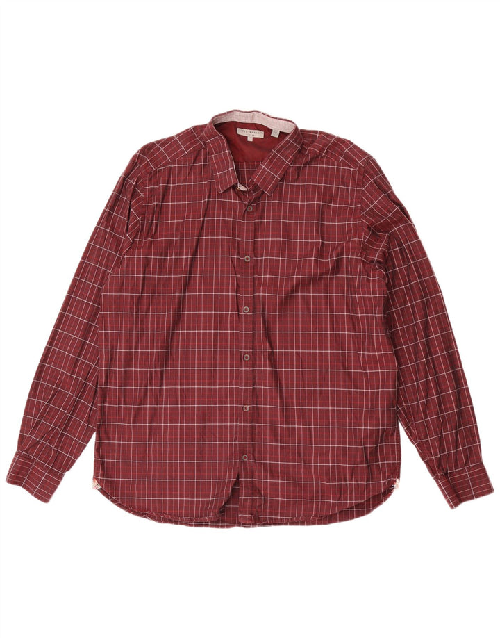 Ted Baker Chemise Homme Taille 7 3XL Marron Check Coton