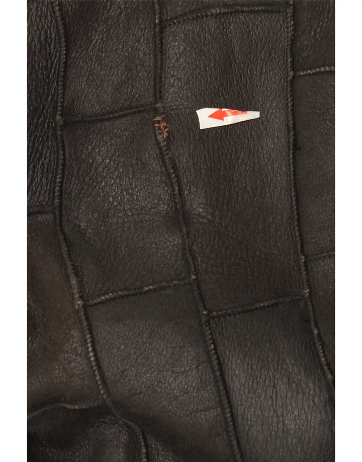 veste en peau de mouton vintage pour hommes UK 42 XL Brown Patchwork