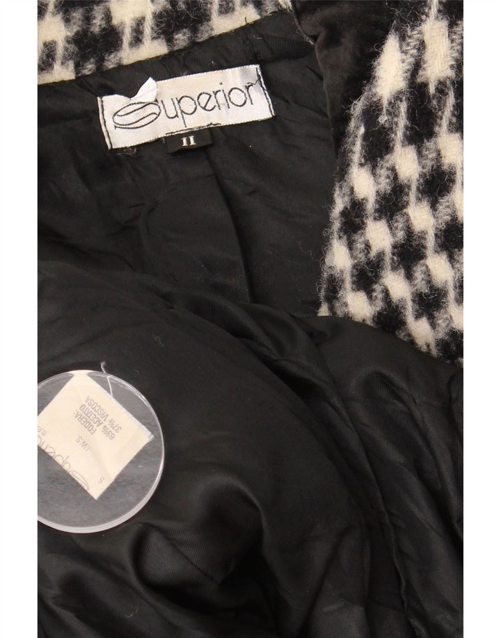 Manteau Supérieur Femme UK 18 XL Acétate Pied-de-Poule Noir