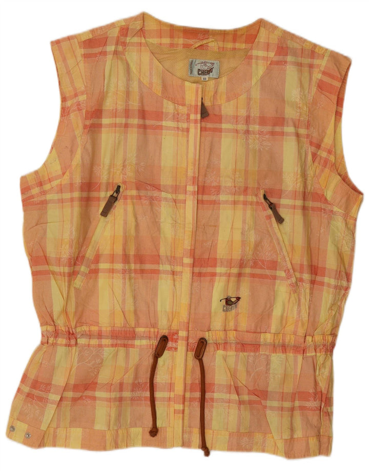 gilet surdimensionné femme vintage IT 46 Grand coton à carreaux jaunes