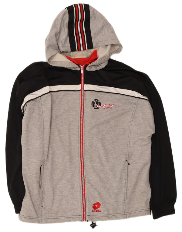 Lotto Pull à capuche zippé graphique pour homme XL Gris Colorblock Polyester