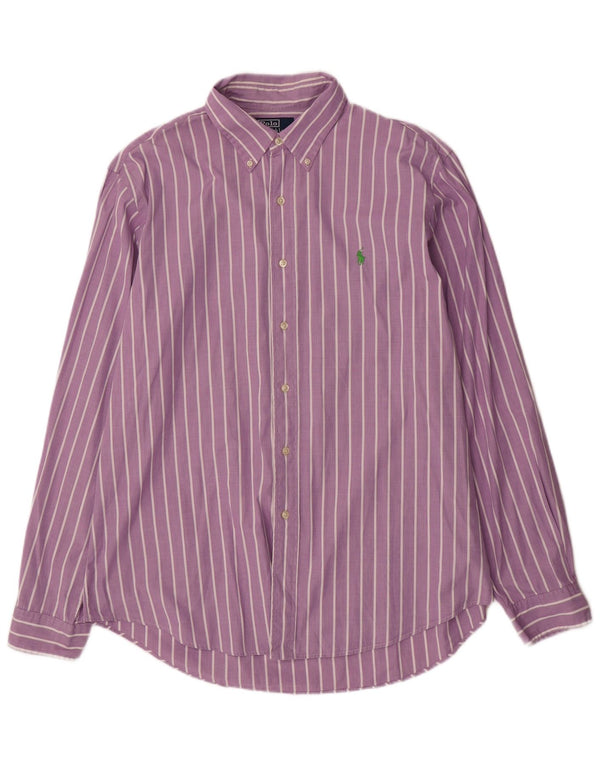 Polo Ralph Lauren Chemise coupe personnalisée pour homme Taille 43 17 XL Violet à fines rayures