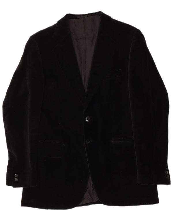vintage Mens 2 Bouton Velours Blazer Veste UK 40 Grand Coton Noir