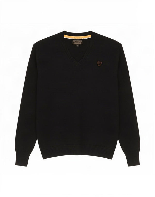 Ralph Lauren Pull col en V pour femme UK 14 Grand coton noir