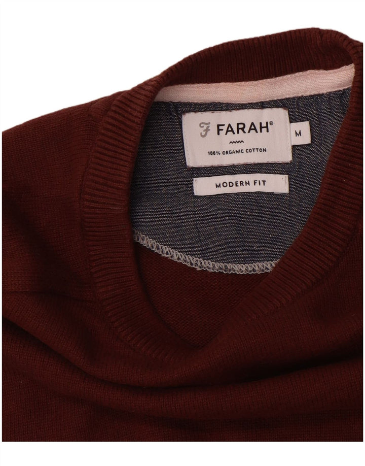 FARAH Pull à col rond coupe moderne pour homme en coton marron moyen