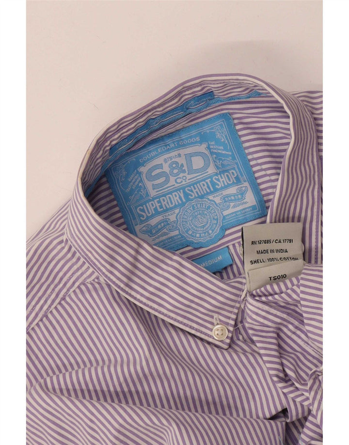 Superdry Chemise Homme Violet Moyen À Fines Rayures En Coton